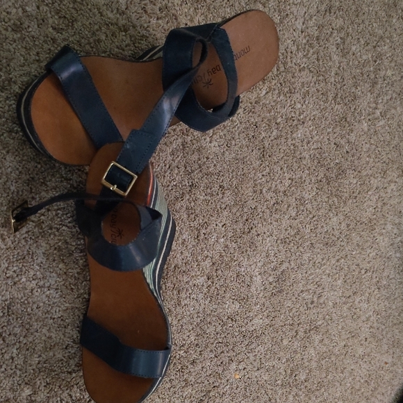 Monaco Navy and Brown Wedge Sandals - Picture 5 of 6